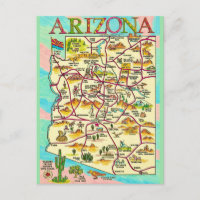 Colorful Illustrated Arizona Map