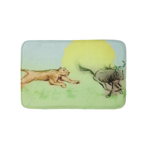 Colorful illustrated bath mat - Chase