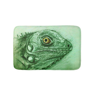 Colorful illustrated bath mat - Iguana