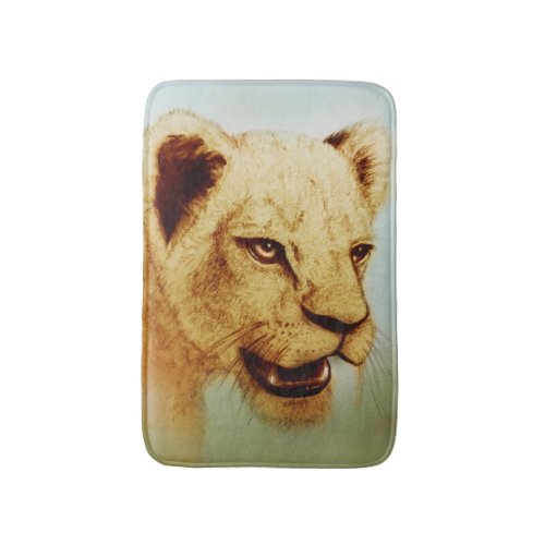 Colorful illustrated bath mat _ Lion