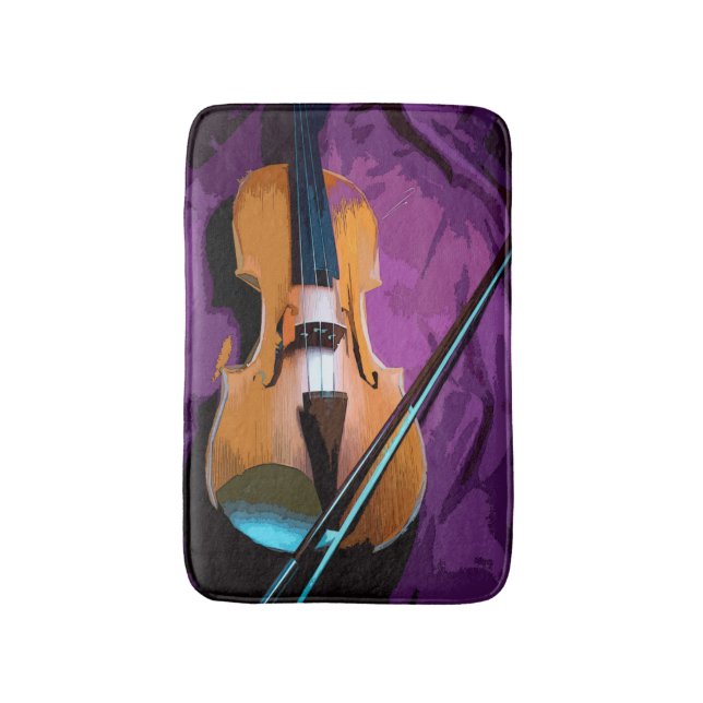 Colorful illustrated bath mat - Viola (Front Vertical)