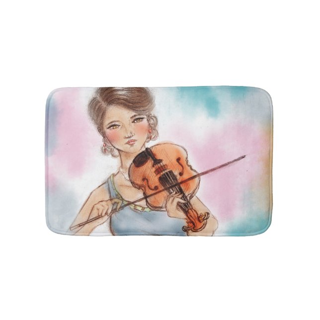 Colorful illustrated bath mat - Violin (Front)