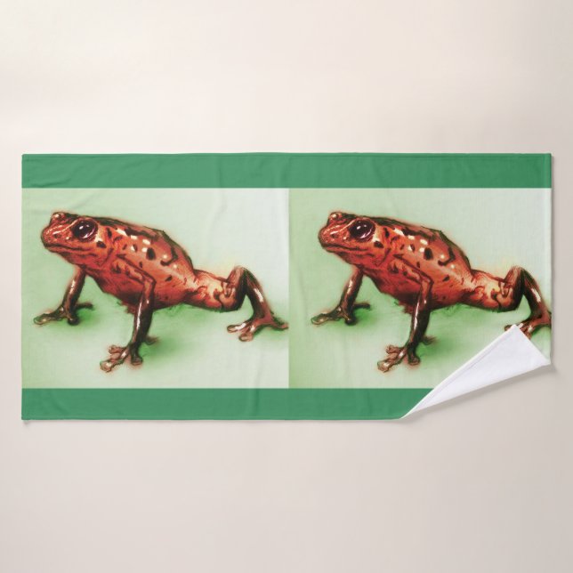 Colorful illustrated bath towl  - Frog Towel (Bath Towel)