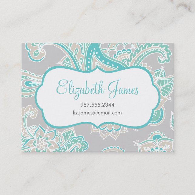 Colorful Illustrated Bohemian Paisley Henna Business Card (Front)