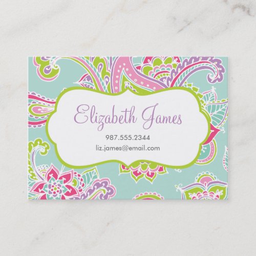 Colorful Illustrated Bohemian Paisley Henna Business Cards