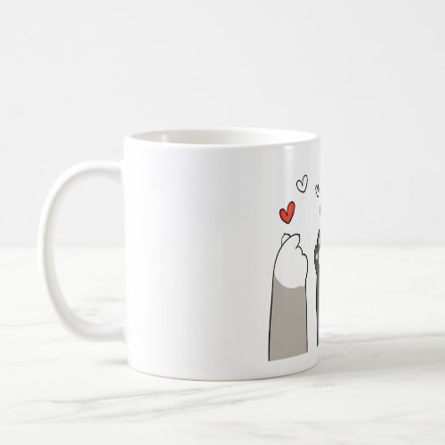 Colorful Illustrated Cute Cats Valentines Day Mug