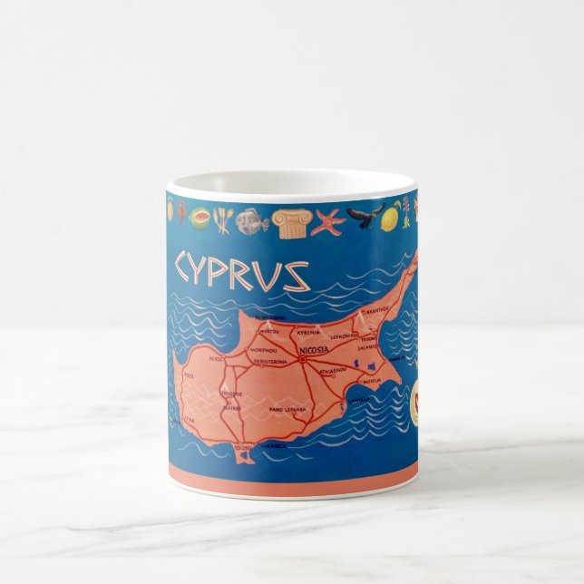 Colorful Illustrated Cyprus Map Mug (Center)