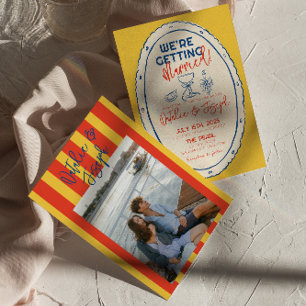 Colorful Illustrated Drawn Scribble Photo Wedding Invitation