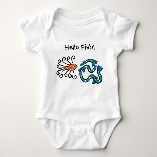 Colorful Illustrated Fish Friends Baby Bodysuit (Front)