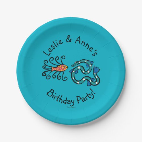 Colorful Illustrated Fish Friends Paper Plates