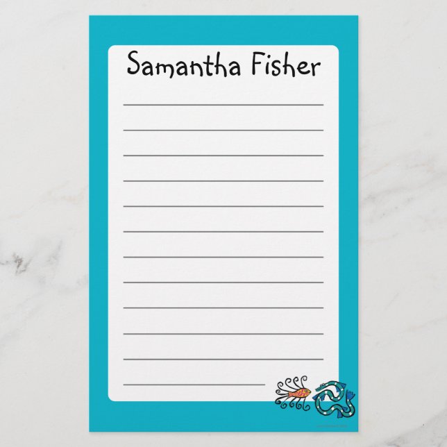 Colorful Illustrated Fish Friends Stationery (Front)