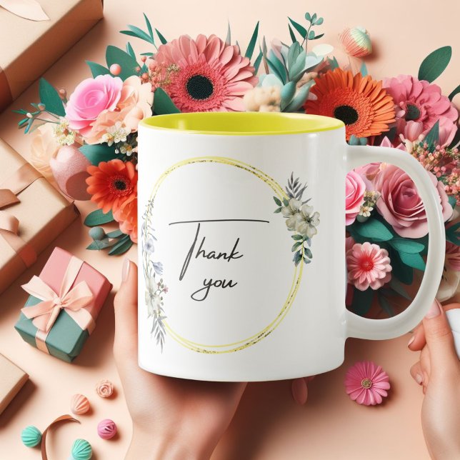 Colorful Illustrated Flowers Thank you Mug (Creator Uploaded)