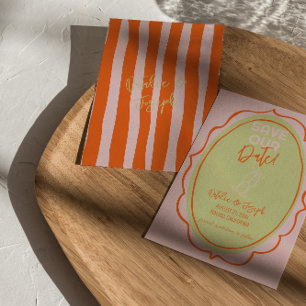 Colorful Illustrated Hand Drawn Painted Wedding Save The Date