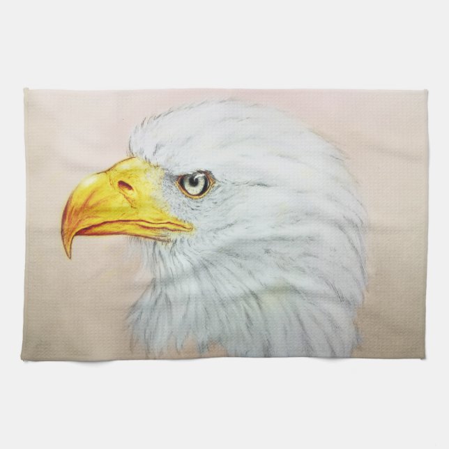 Colorful illustrated kitchen towel - Eagle (Horizontal)