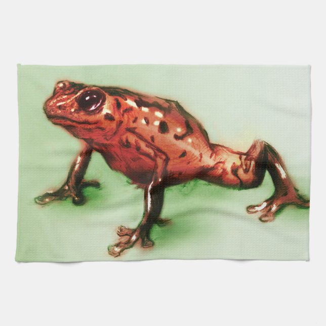 Colorful illustrated kitchen towel - Frog (Horizontal)
