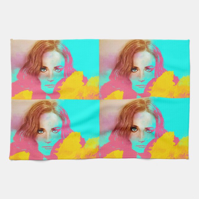 Colorful illustrated kitchen towel - Intense (Horizontal)