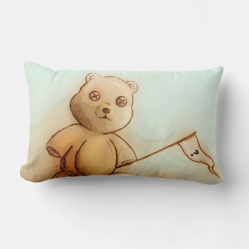Colorful illustrated lumbar pillow _ Teddy
