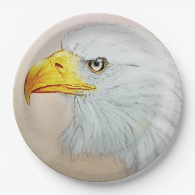 Colorful illustrated paper plate - Eagle (Front)