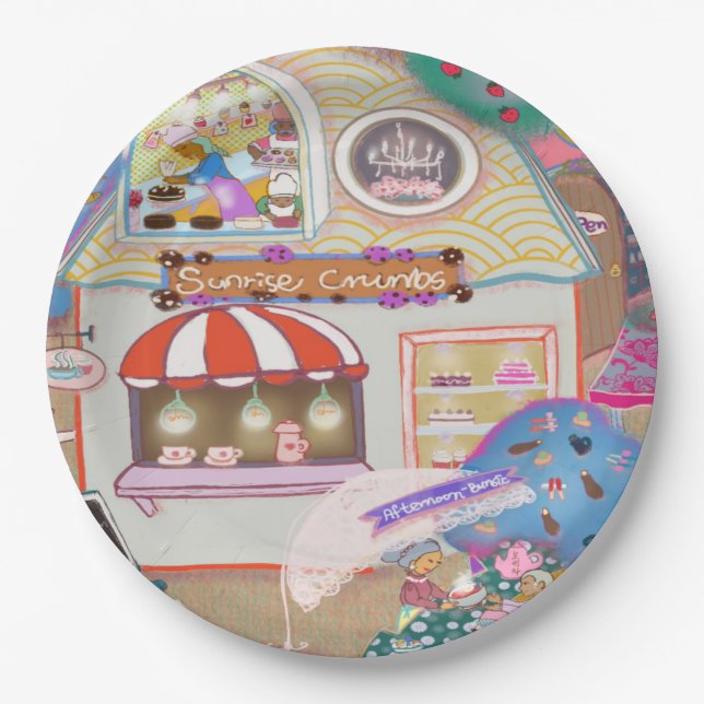 Colorful Illustrated Paper Plates  (Front)