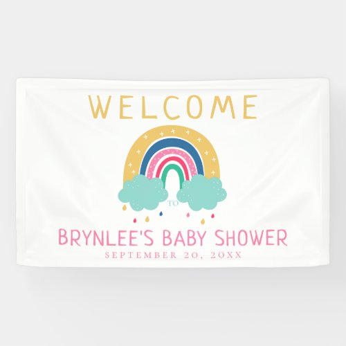 Colorful Illustrated Rainbow Baby Shower Banner