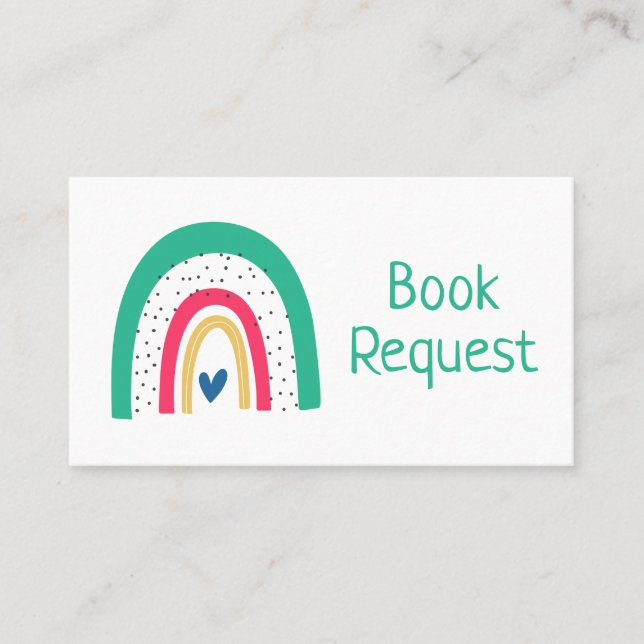 Colorful Illustrated Rainbow Book Request Card (Front)