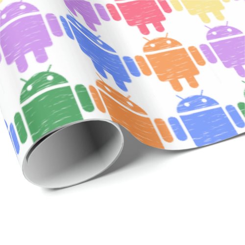 Colorful Illustrated Robot Pattern Wrapping Paper