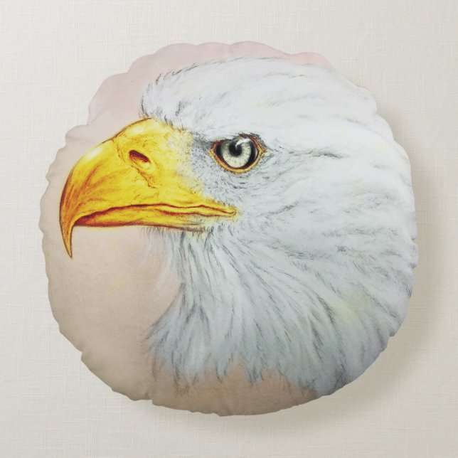 Colorful illustrated round pillow - Eagle (Front)