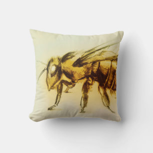 Colorful illustrated throw pillow - Bee