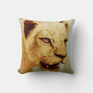 Colorful illustrated throw pillow - Lion