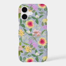 Colorful Illustrated Tropical Flowers Pattern