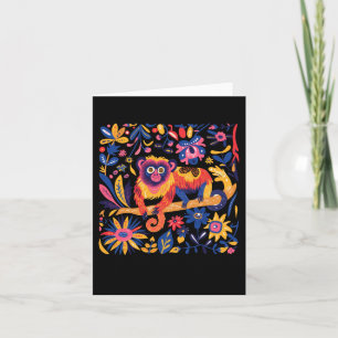 Colorful Illustration Of A Monkey Surrounded Card