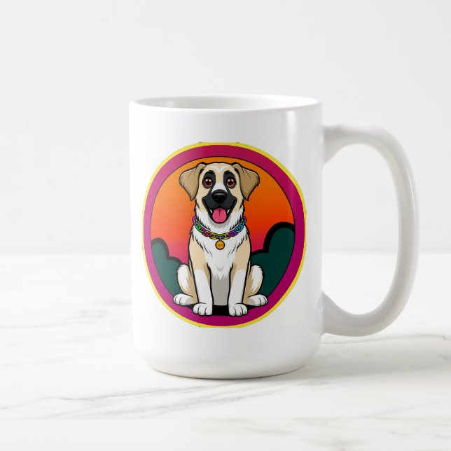 Colorful Illustration of a Smiling Dog Coffee Mug (Right)