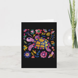 Colorful Illustration Of A Turtle Surrounded  Card
