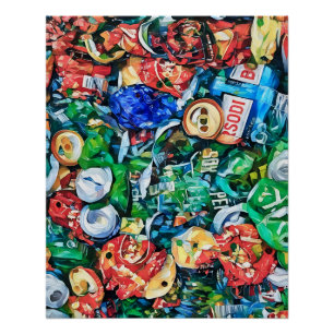 Colorful Illustration of Crushed Aluminum Soda Poster