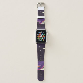 Colorful illustration portrait of cute whale in sp apple watch band
