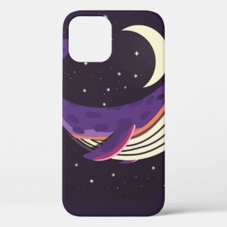 Colorful illustration portrait of cute whale in sp iPhone 12 case