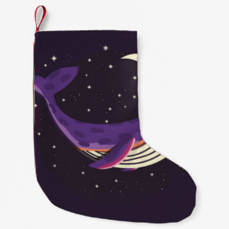 Colorful illustration portrait of cute whale in sp small christmas stocking