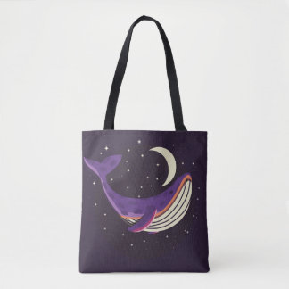 Colorful illustration portrait of cute whale in sp tote bag