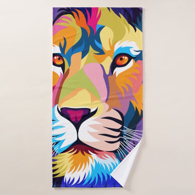 colorful illustrations, a lion, simple design - vi bath towel (Bath Towel)