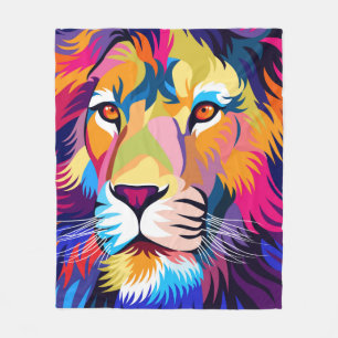 colorful illustrations, a lion, simple design - vi fleece blanket
