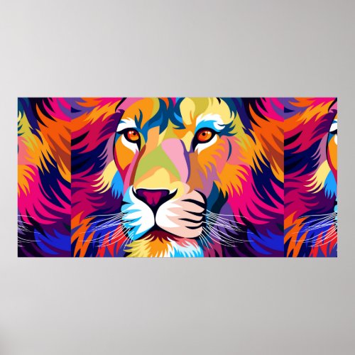 colorful illustrations a lion simple design _ vi poster