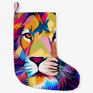 colorful illustrations, a lion, simple design - vi small christmas stocking