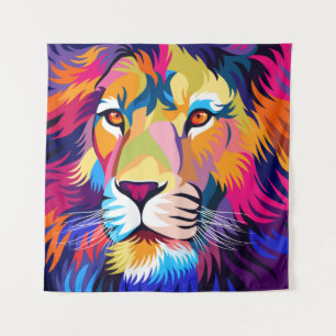 colorful illustrations, a lion, simple design - vi tapestry