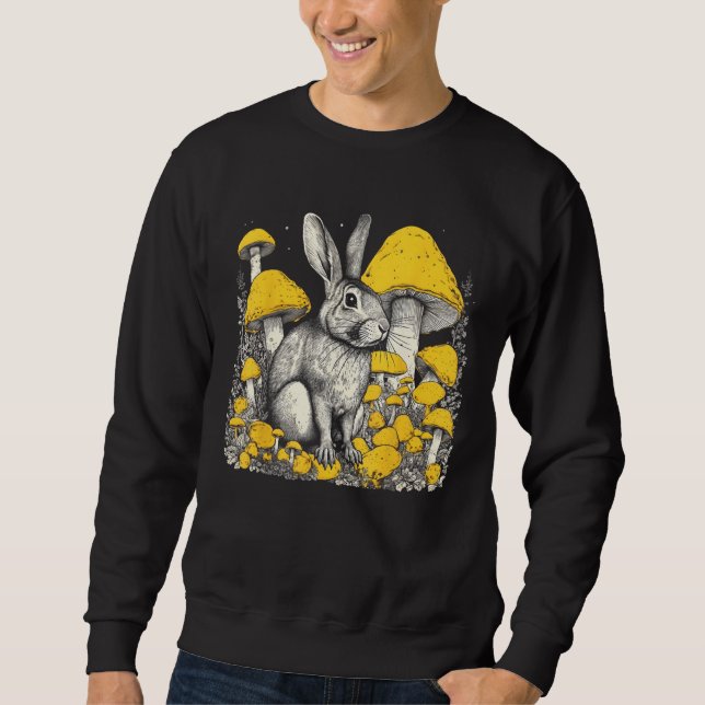 Colorful Illustrations Rabbit With Mushrooms Sweatshirt (Front)