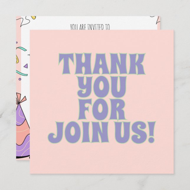 Colorful Illustrative Birthday Party Invitation (Front/Back)