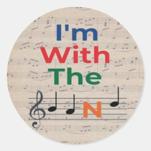 Colorful I'm With The Band Music Notes Music humor Classic Round Sticker