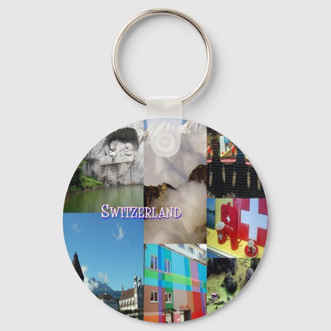 Colorful Images of Switzerland by Celeste Sheffey Keychain (Front)
