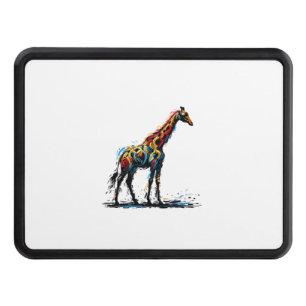 Colorful Impressionism Style Animal Lover Giraffe  Hitch Cover