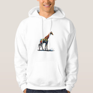 Colorful Impressionism Style Animal Lover Giraffe  Hoodie