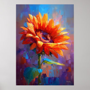 Colorful Impressionist Sunflower Flower Painting Poster